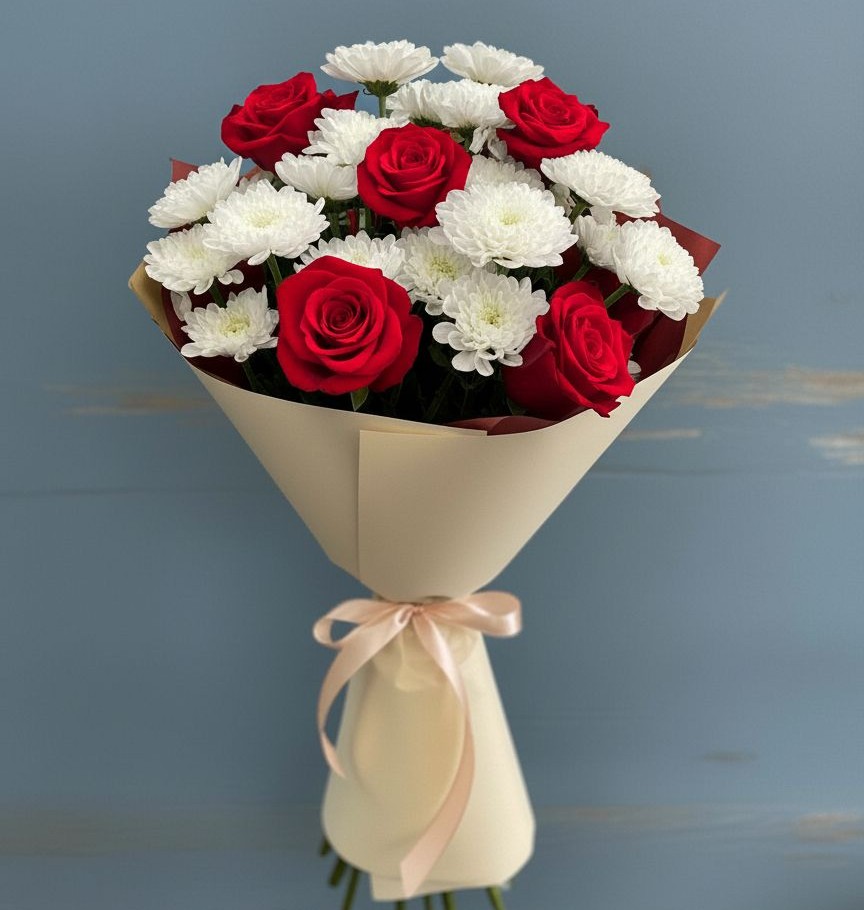 Букет цветов из: Розы и Хризантемы в Ачи-су