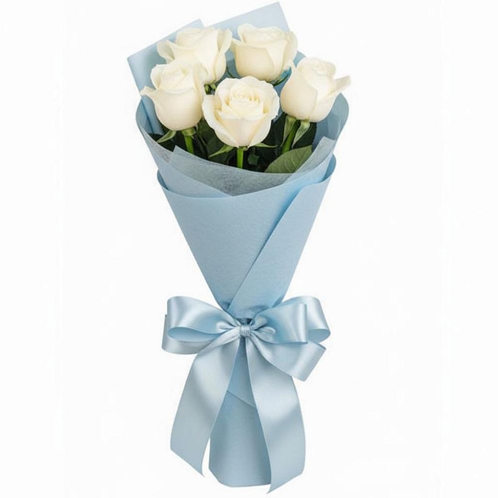 Букет 5 Белых роз Проуд в Ачи-су