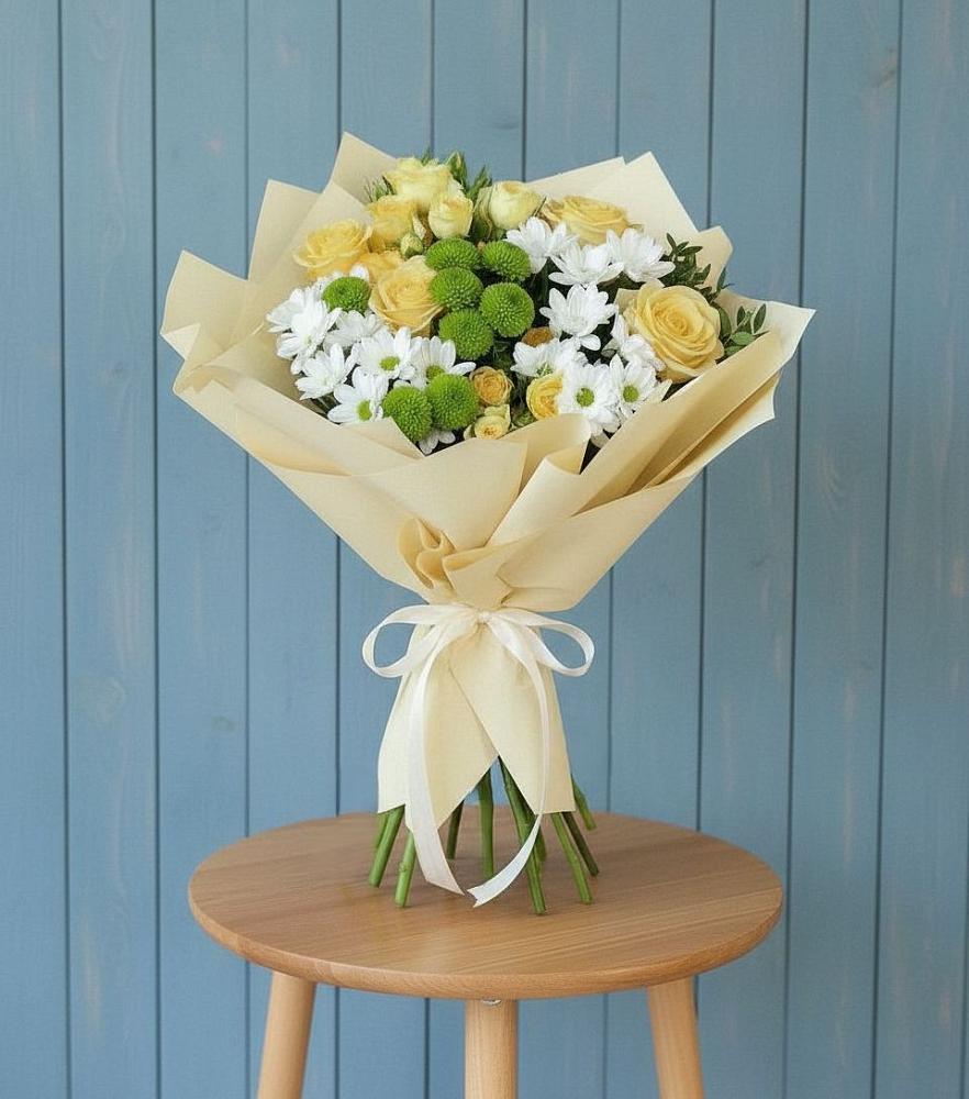 Букет цветов из: Хризантемы и Розы в Ачи-су