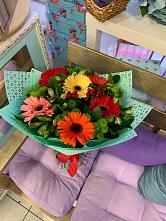 Букет цветов из:  Герберы, Хризантемы и Альстромерии #REPLACE_PRED# Ачи-су
