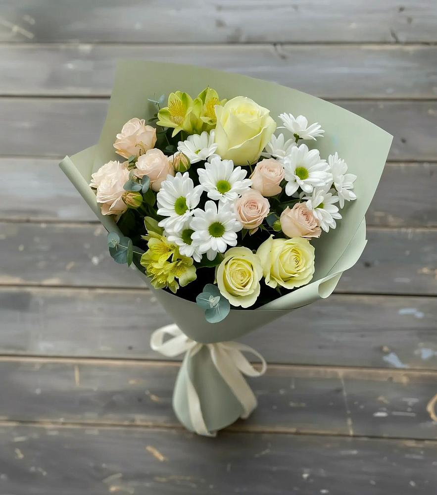 Букет цветов из: Альстромерии, Розы и Хризантемы в Ачи-су