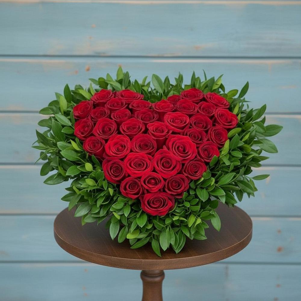 Цветочная композиция из Розы в виде сердца в Ачи-су