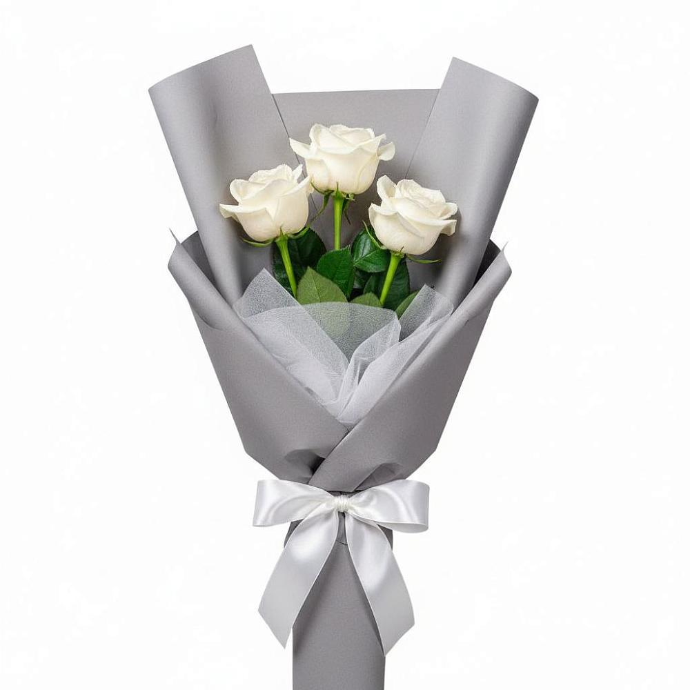 Букет 3 белые розы в Ачи-су