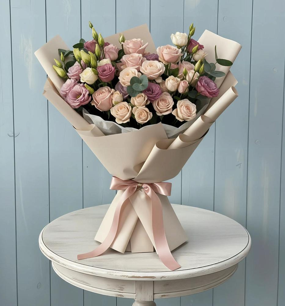 Букет цветов из: Розы и Лизиантусы в Ачи-су