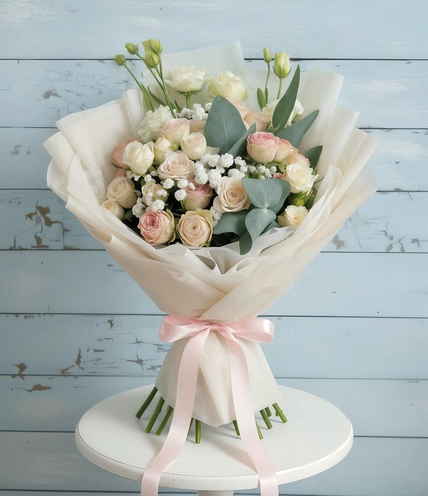 Букет цветов из: Розы и Лизиантусы в Ачи-су