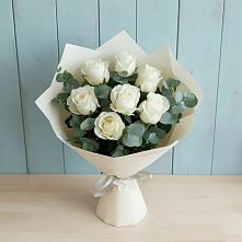 Букет Белые розы в Эвкалипте в Ачи-су