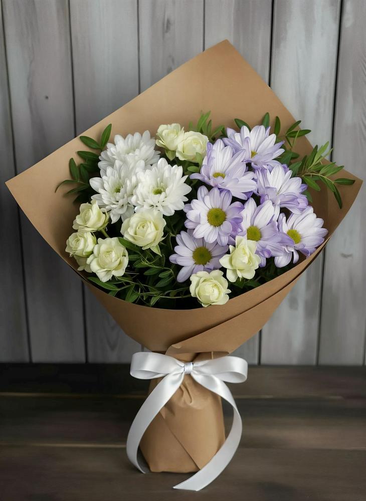 Букет цветов из: Хризантемы и Розы в Ачи-су