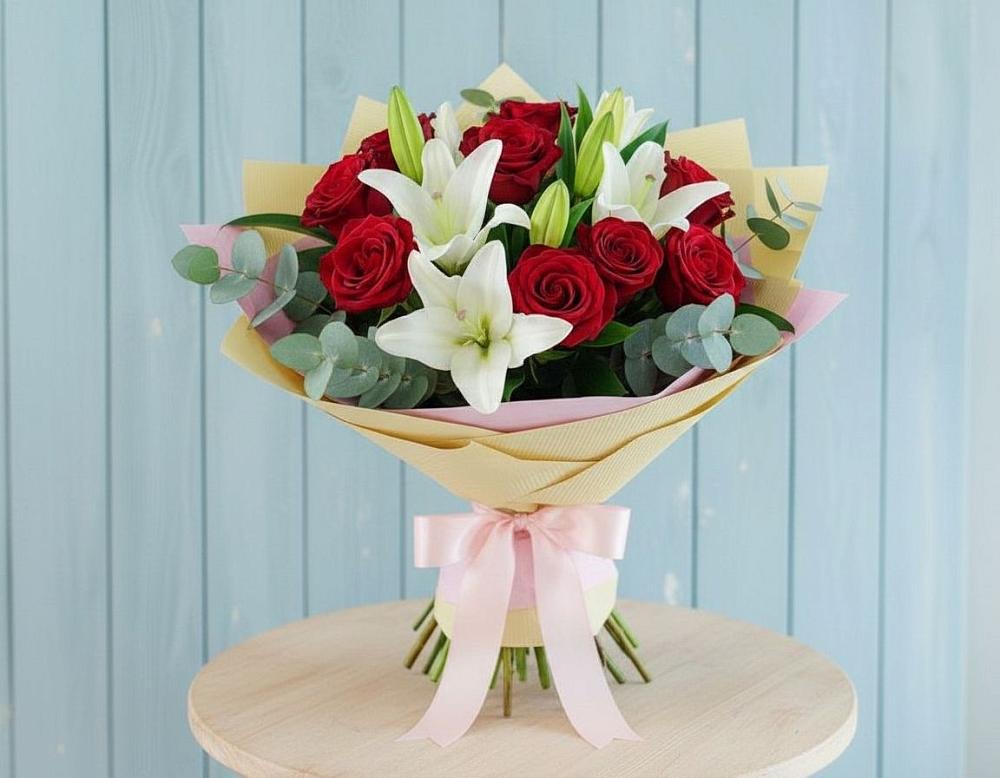 Букет цветов из: Лилии и Розы в Ачи-су